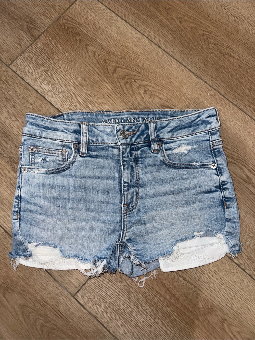 American Eagle Outfitters Light Blue Distressed Denim Cutoff Shorts